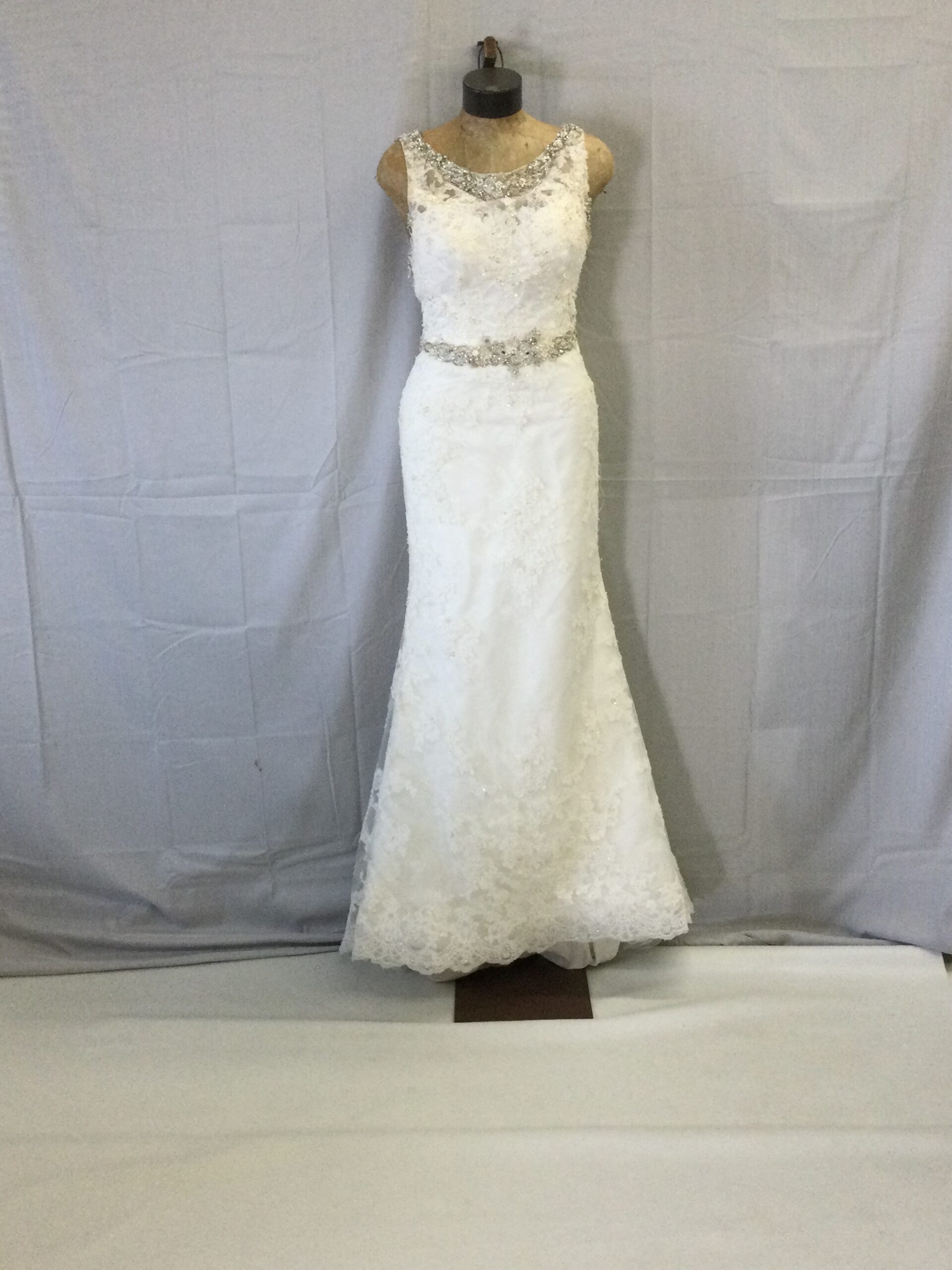 CasaBlanca White Silver Lace Gown Size 8
