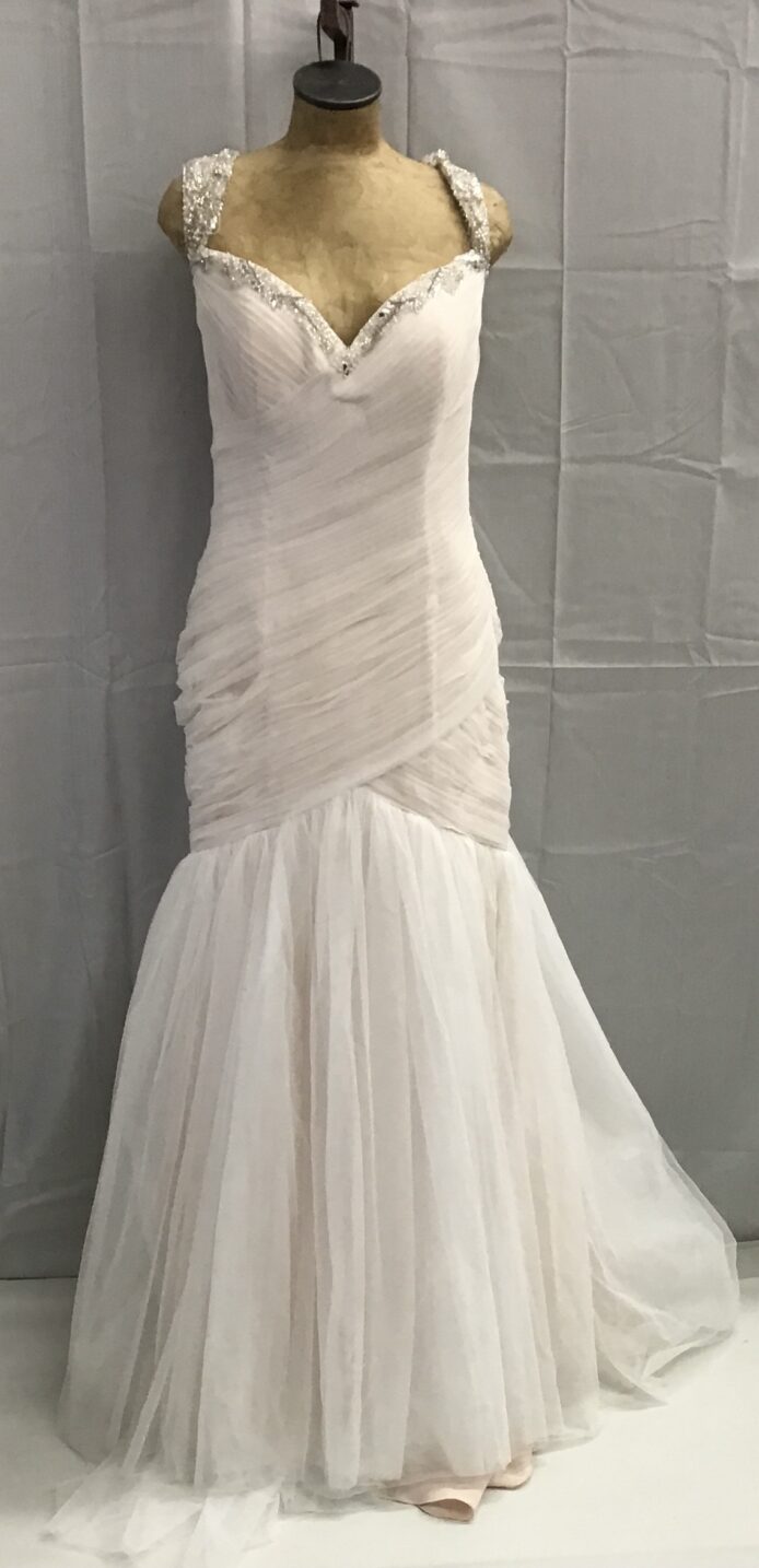 Casablanca Women Bridal Gown Blush Ivory Silver Lace Gown Size 20