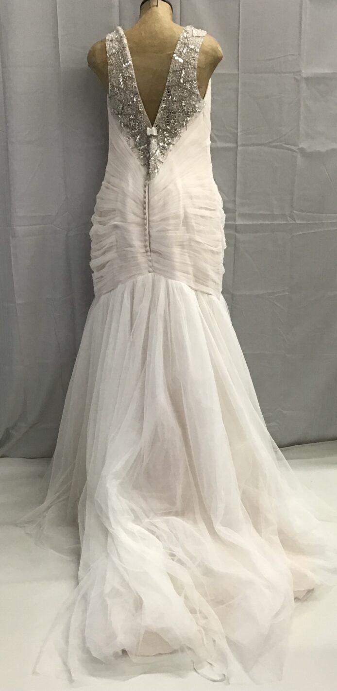 Casablanca Women Bridal Gown Blush Ivory Silver Lace Gown Size 20 - Image 2