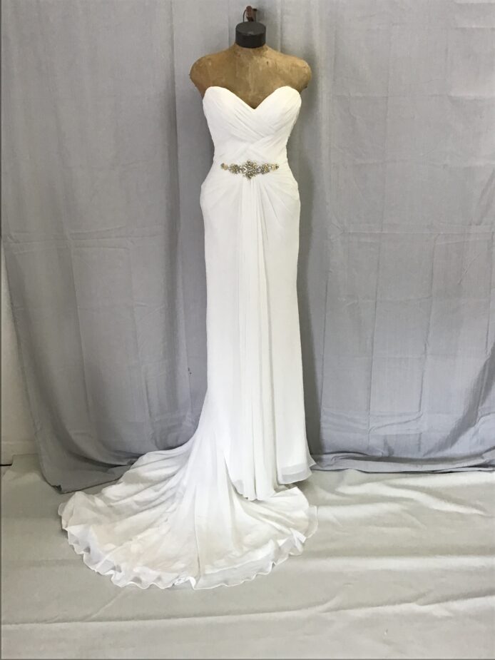 Rhaposdy White Chiffon Gown Size 8