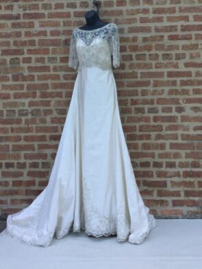 Mori Lee Women Bridal Gown, White Beaded Gown Size 8