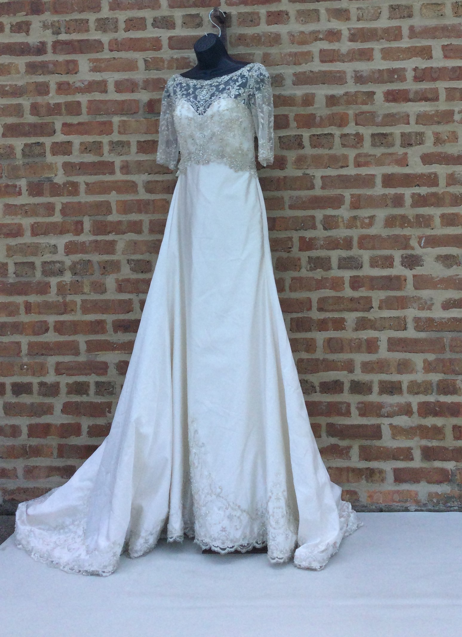 Mori Lee Women Bridal Gown, White Beaded Gown Size 8