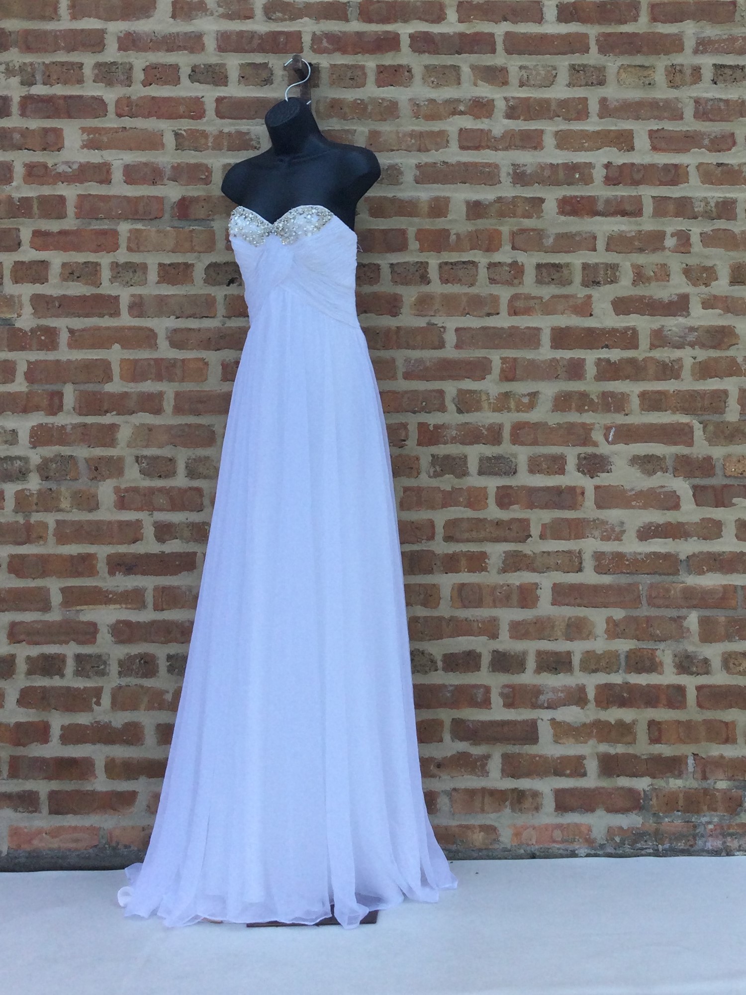 Mori Lee Women Bridal Gown, White Chiffon Gown Size 8