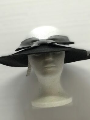 Unbranded Women Black Hat w Grey Bow Details