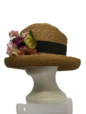 Banana Republic Women Beige Hat w Floral and Straw Detail