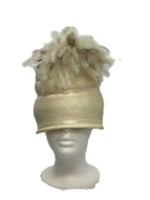 Linda Campisano Millinery Woman Beige Hat w Bow Details and Fur