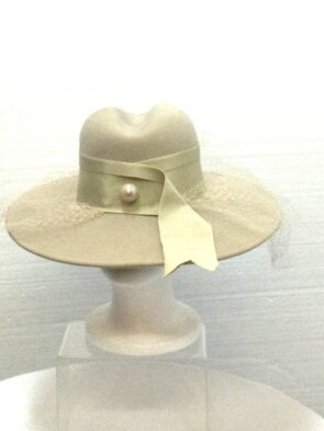 Adolfo II Women Beige Hat w Pearl Details