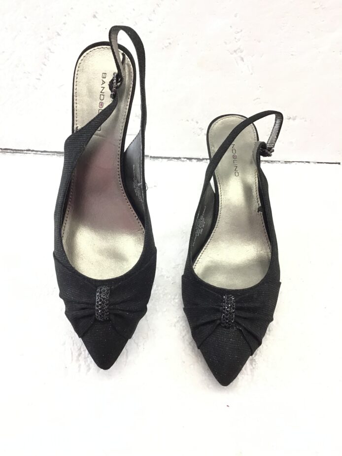 Bandolino Women Black Fabric Slingback Pumps Rhinestone Buckle Size 10 - Image 2