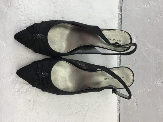 Bandolino Women Black Fabric Slingback Pumps Rhinestone Buckle Size 10 - Image 3
