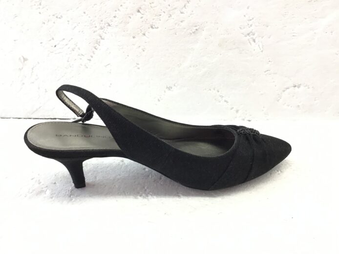Bandolino Women Black Fabric Slingback Pumps Rhinestone Buckle Size 10 - Image 7