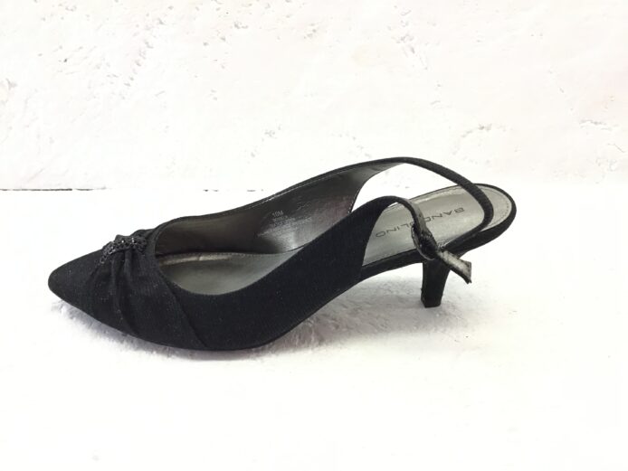 Bandolino Women Black Fabric Slingback Pumps Rhinestone Buckle Size 10 - Image 8