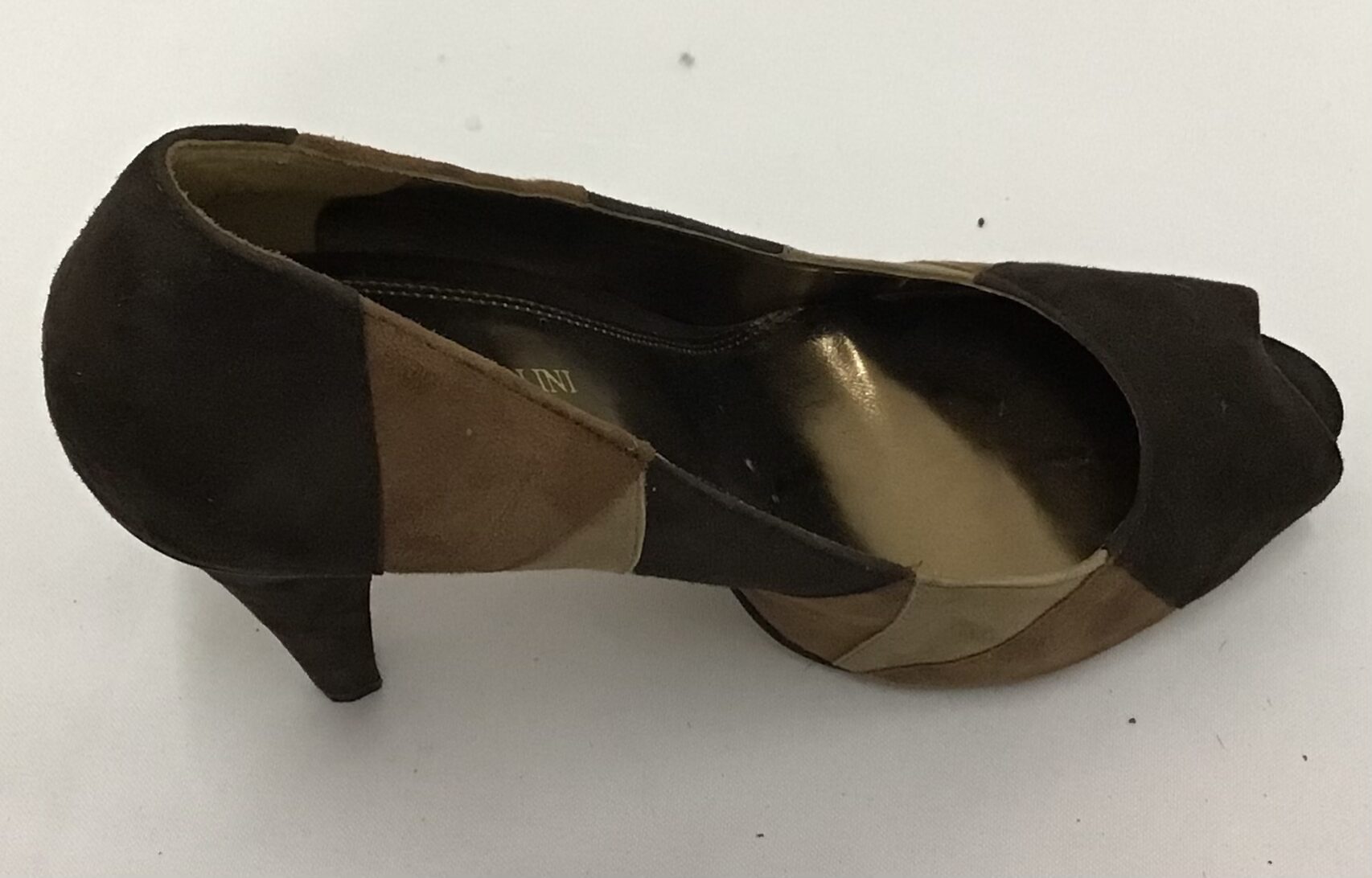 Enzo Angiolini Women Multi Color Brown Patchy Peep Toe Pumps Sip On Size 9, 4" Heel - Image 3