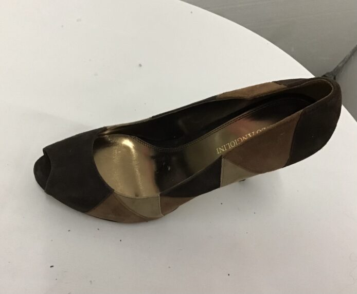 Enzo Angiolini Women Multi Color Brown Patchy Peep Toe Pumps Sip On Size 9, 4" Heel - Image 4