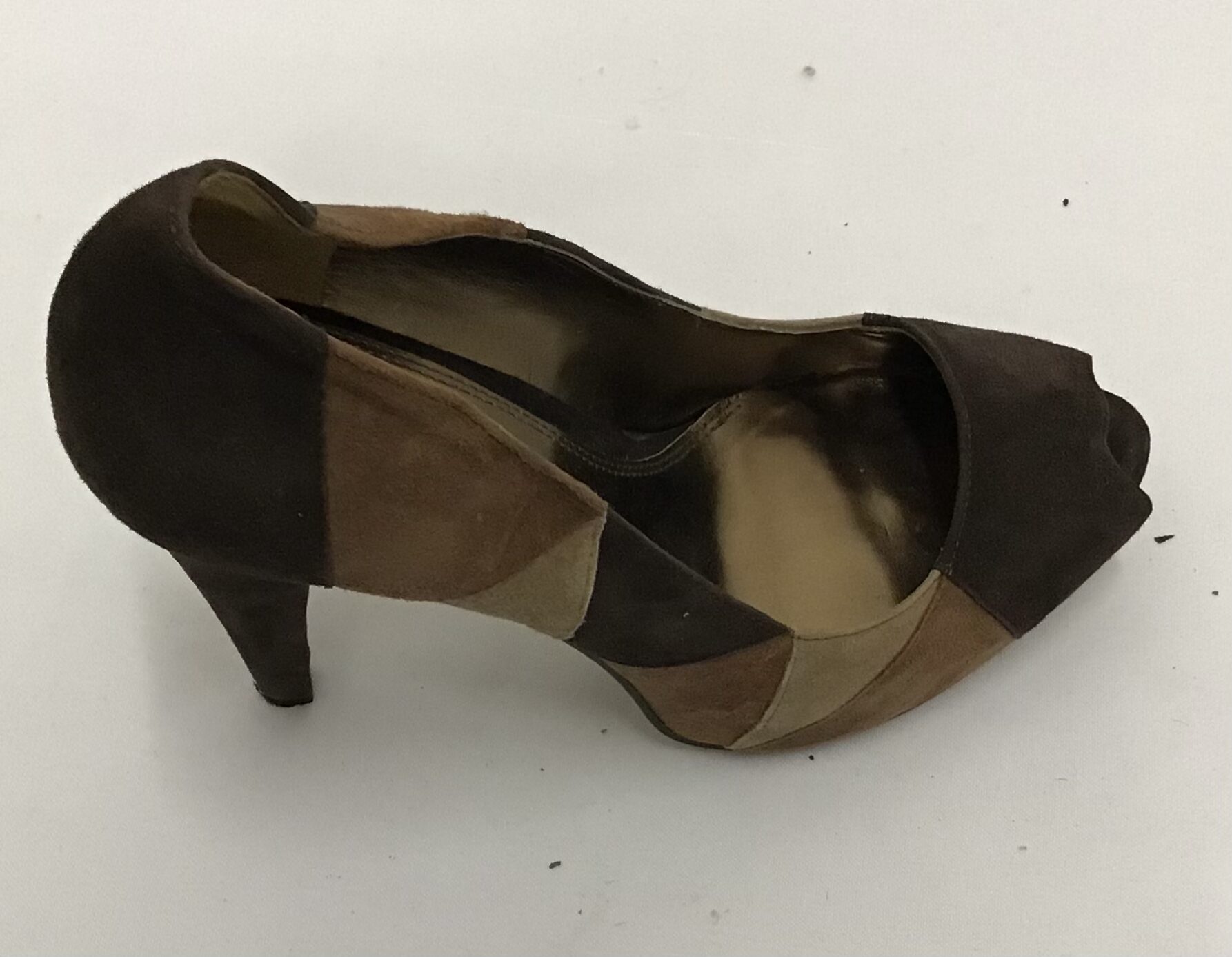 Enzo Angiolini Women Multi Color Brown Patchy Peep Toe Pumps Sip On Size 9, 4" Heel - Image 5