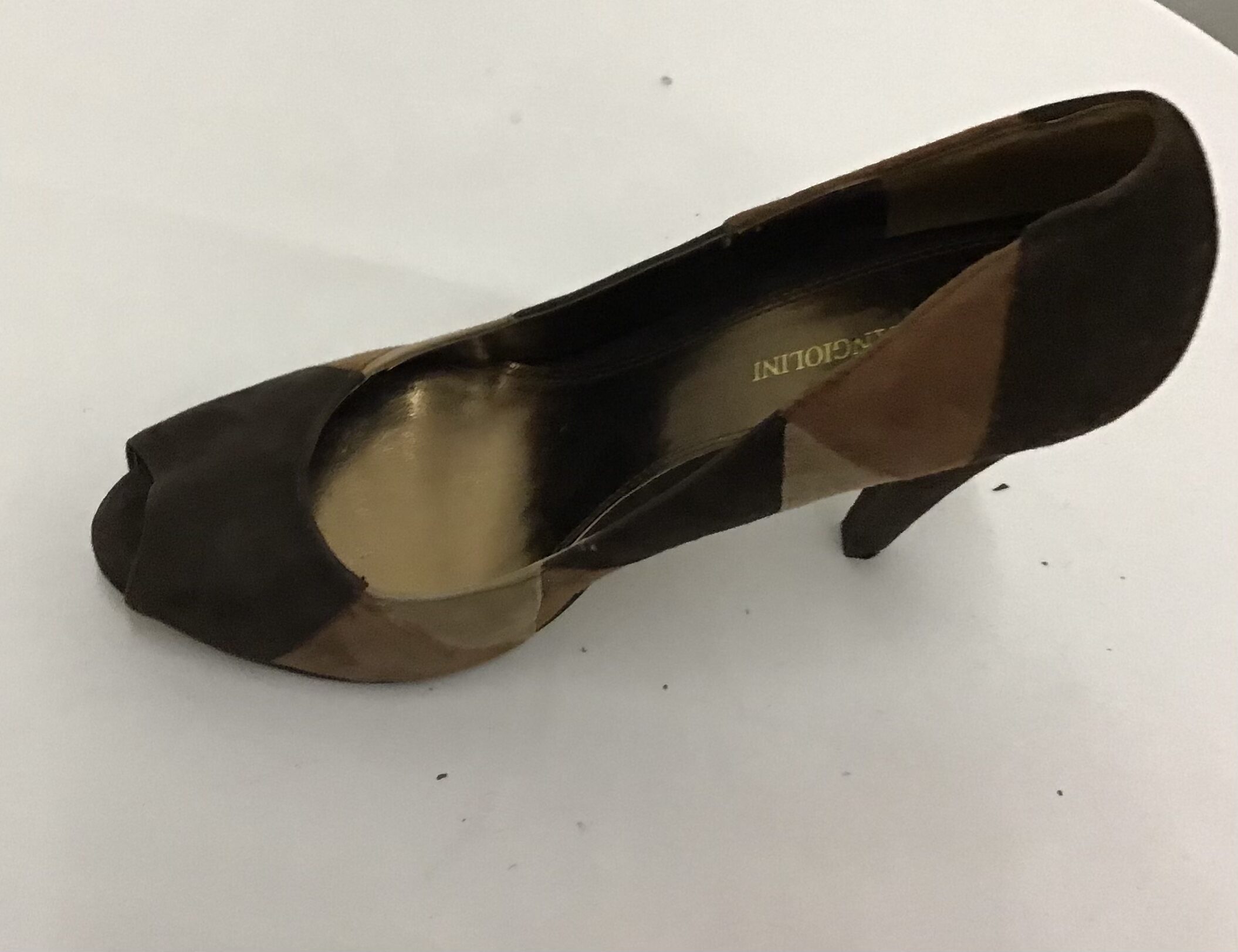 Enzo Angiolini Women Multi Color Brown Patchy Peep Toe Pumps Sip On Size 9, 4" Heel - Image 6