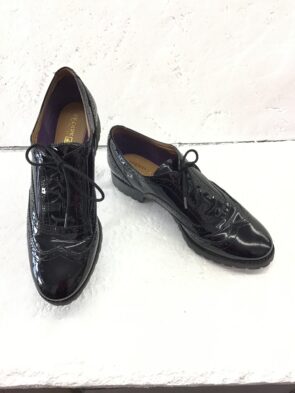 Sperry Top Spider Women Black Patent Leather Lace Up Loafers W Wingtip Size 10