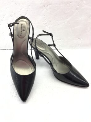 Bandolino Women Black Leather Pointy Toe Sling Back Pumps Size 10