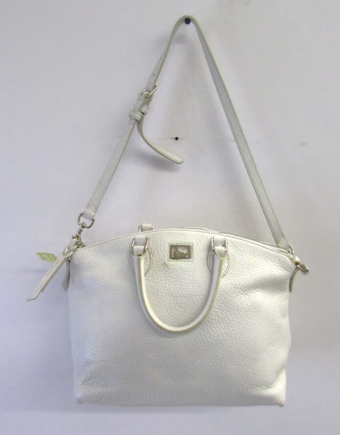 Dooney and Bourke Women Purse, Off White Pebbled Leather Tote Bag Purse w Dual Handle and Shoulder Strap - Image 6