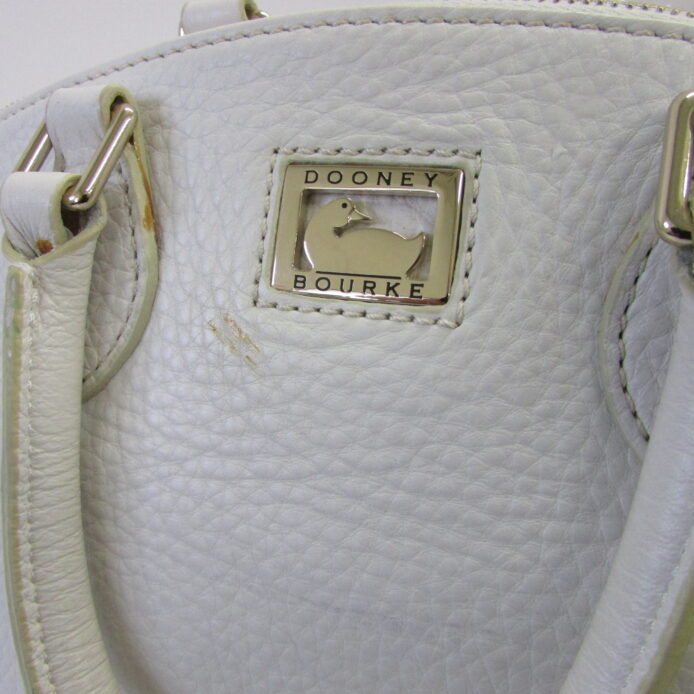 Dooney and Bourke Women Purse, Off White Pebbled Leather Tote Bag Purse w Dual Handle and Shoulder Strap - Image 7