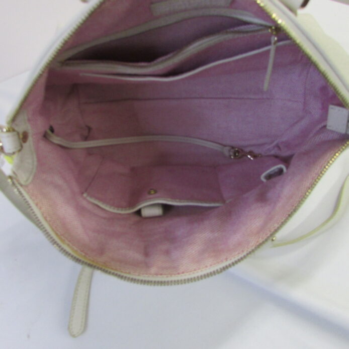 Dooney and Bourke Women Purse, Off White Pebbled Leather Tote Bag Purse w Dual Handle and Shoulder Strap - Image 9