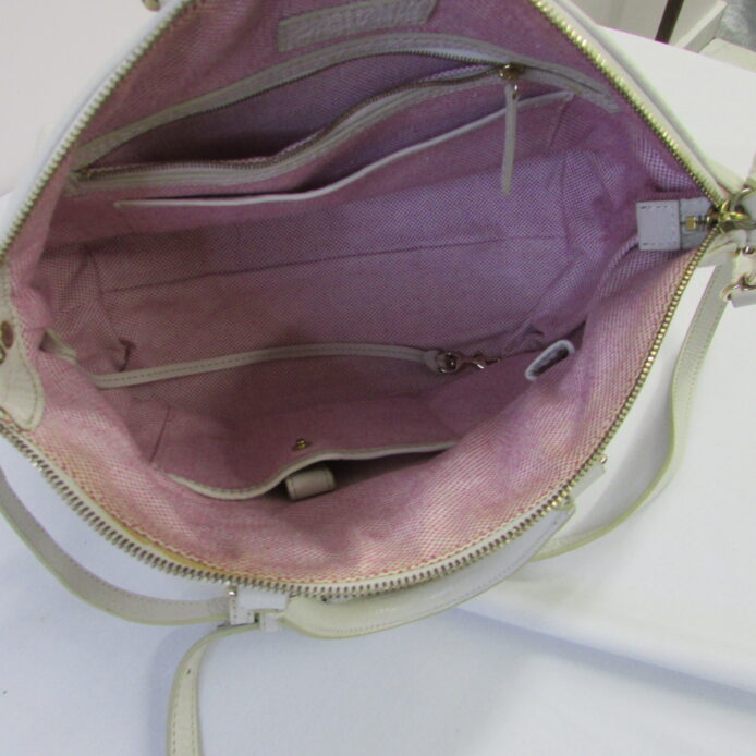 Dooney and Bourke Women Purse, Off White Pebbled Leather Tote Bag Purse w Dual Handle and Shoulder Strap - Image 10