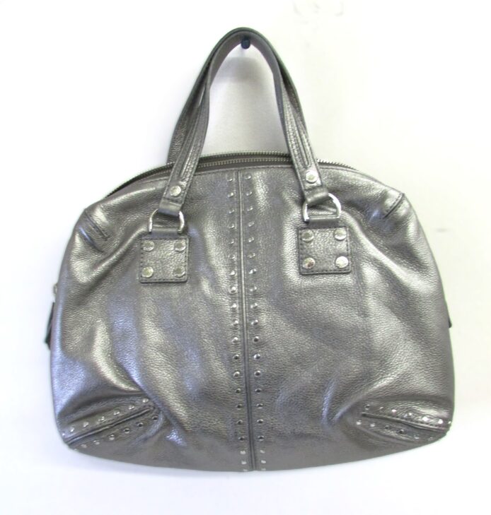 Micahel Kors Women Purse Gun Metal Dual Handle Pebbled Leather w Silver Hardware Tote Bag Purse - Image 2