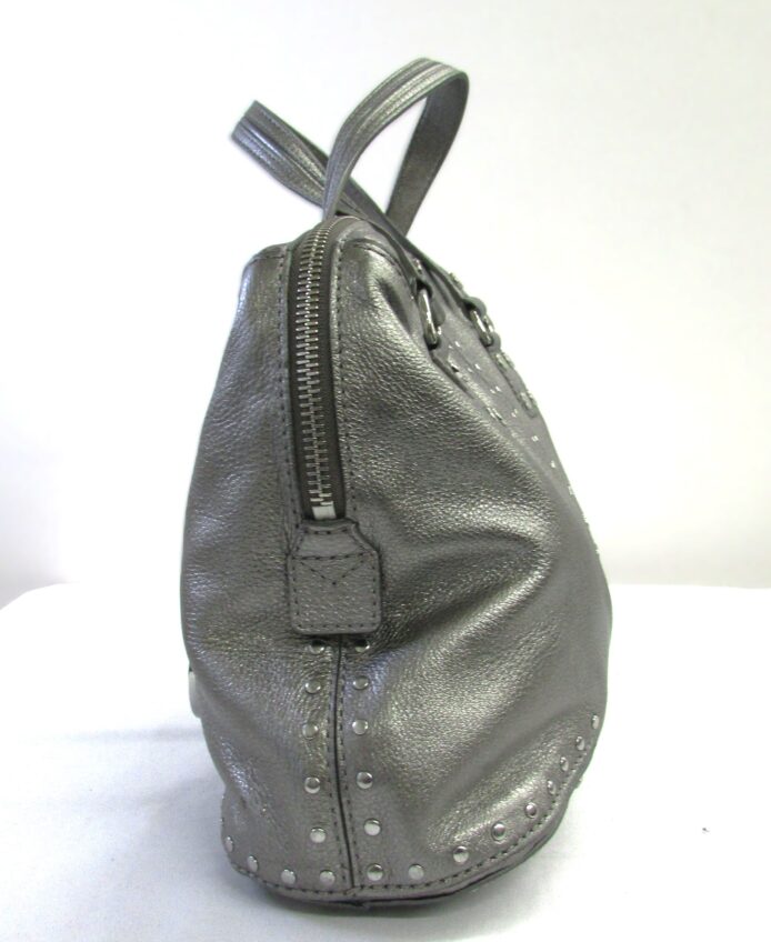 Micahel Kors Women Purse Gun Metal Dual Handle Pebbled Leather w Silver Hardware Tote Bag Purse - Image 4