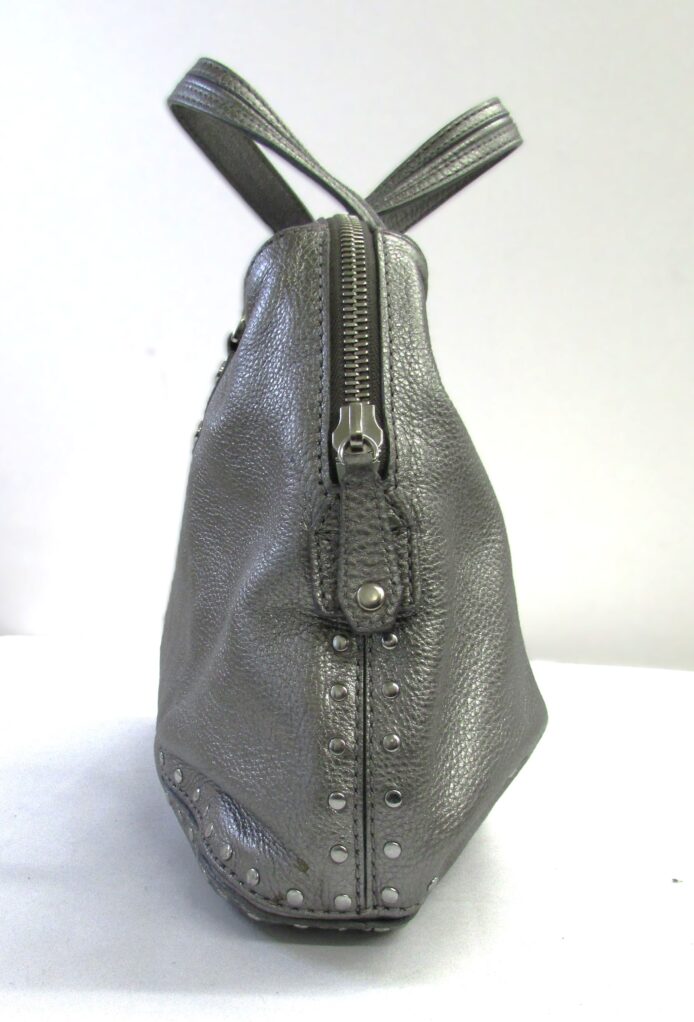 Micahel Kors Women Purse Gun Metal Dual Handle Pebbled Leather w Silver Hardware Tote Bag Purse - Image 5