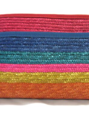 Liz Claiborne Women Multi Color Wicker Envelope Bag Purse