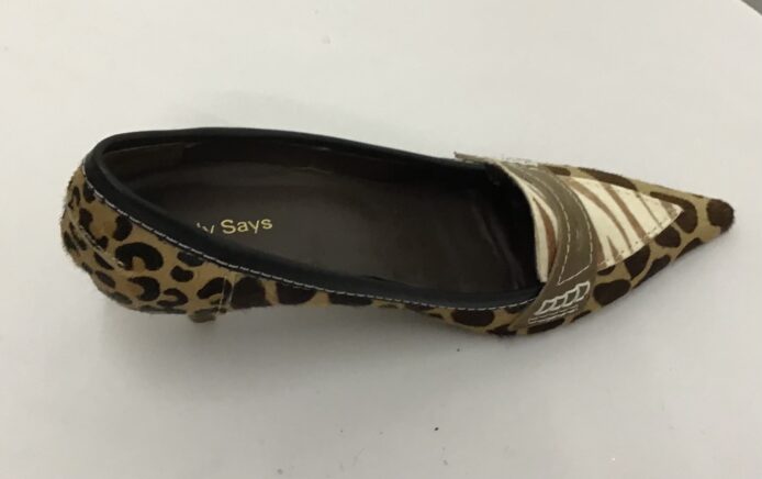 Cindy Says Women Genuine Animal Print Suede Haired Slip On Pointy Toe Pumps 2" Kitten Heel Size 9 - Image 4