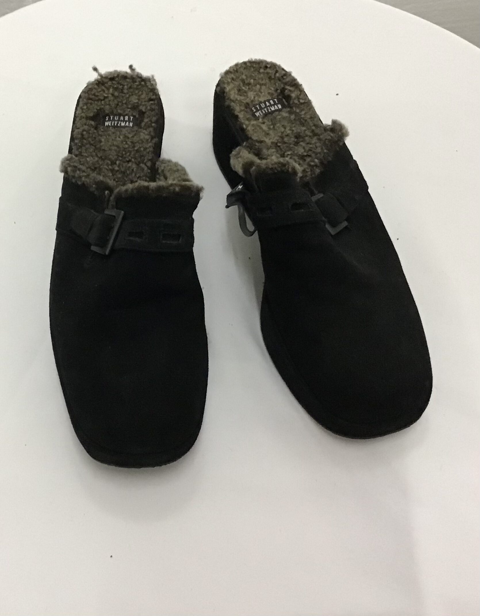 Stuart Weitzman Women Mule, Black Genuine Suede Wedge Heel, Amond Toe Size 10 - Image 3