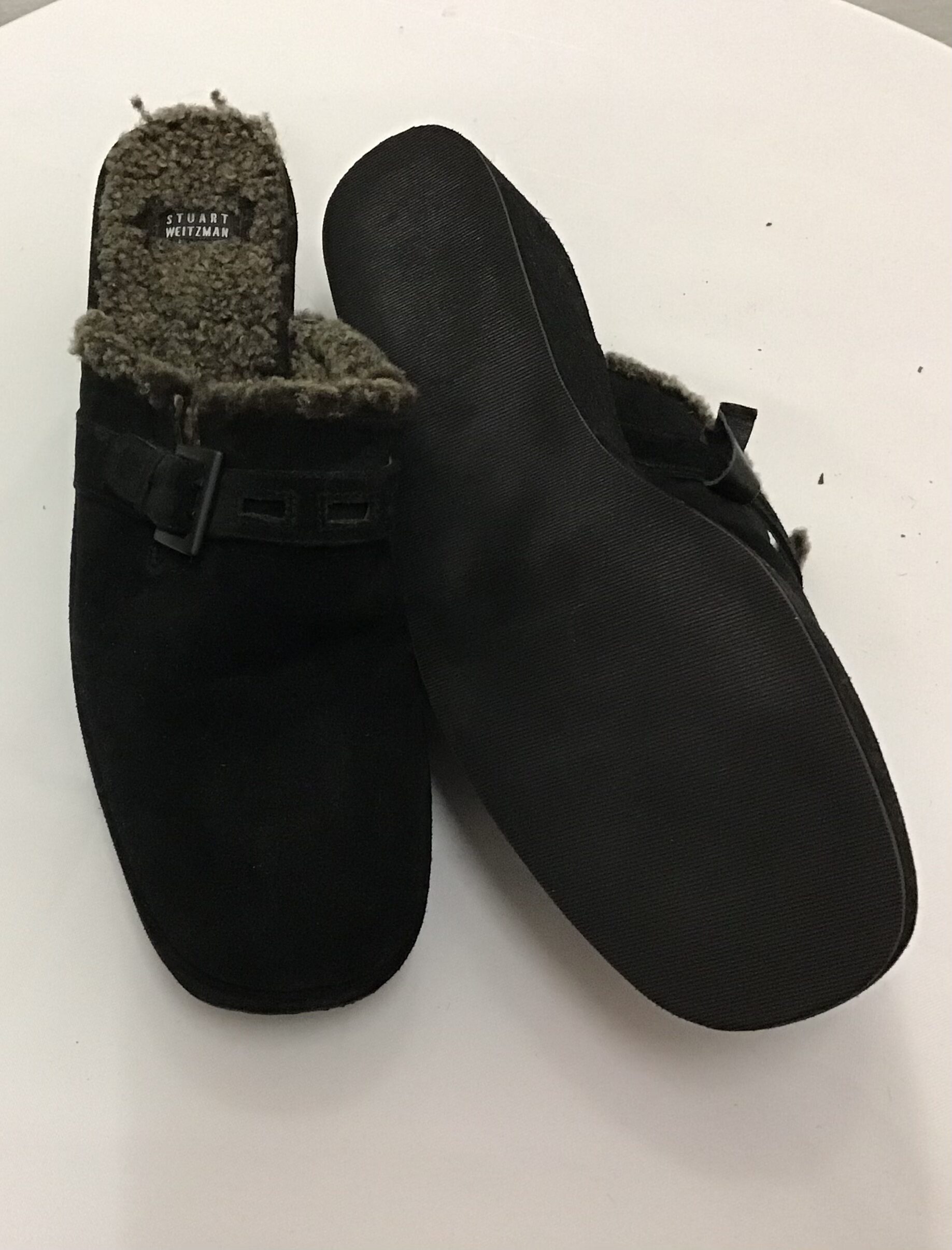 Stuart Weitzman Women Mule, Black Genuine Suede Wedge Heel, Amond Toe Size 10 - Image 8
