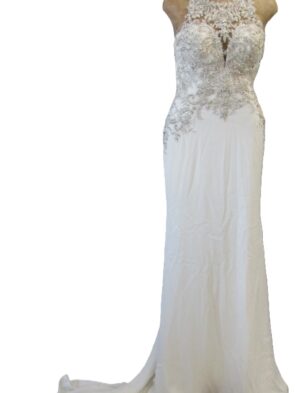 Stella York Ivory Porcelain Illusion Gown size 12