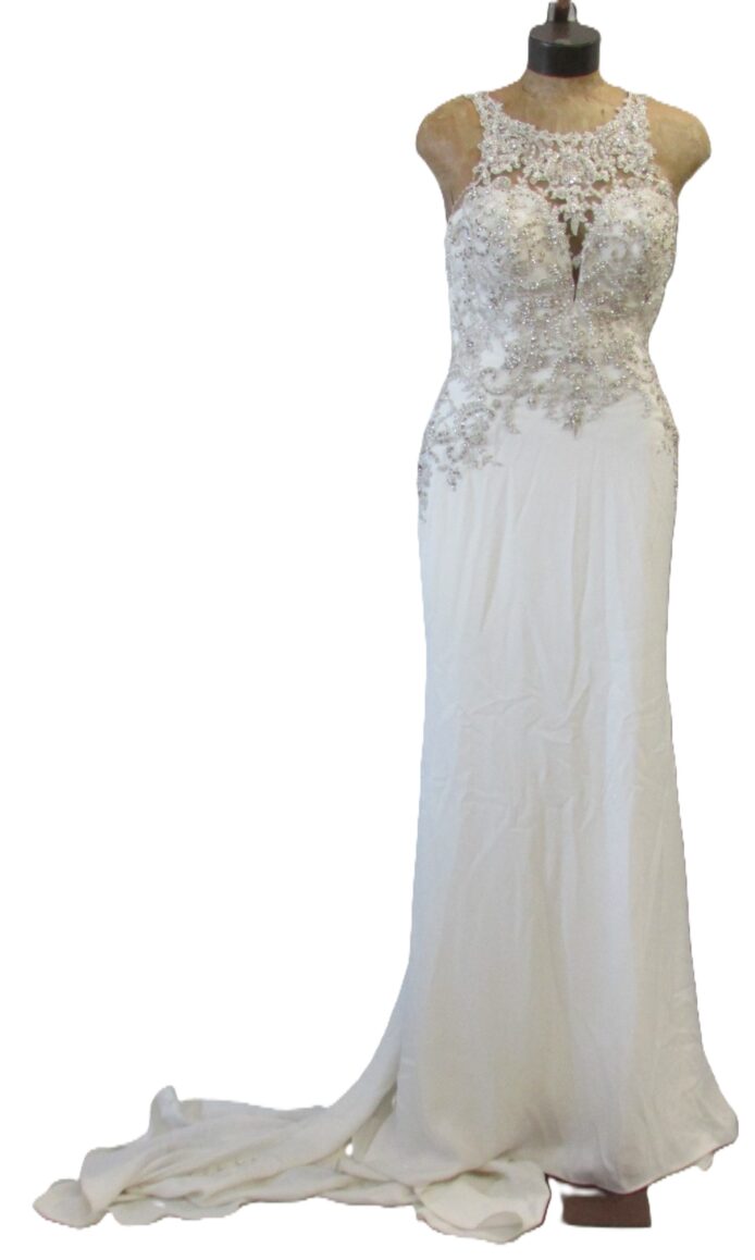 Stella York Ivory Porcelain Illusion Gown size 12