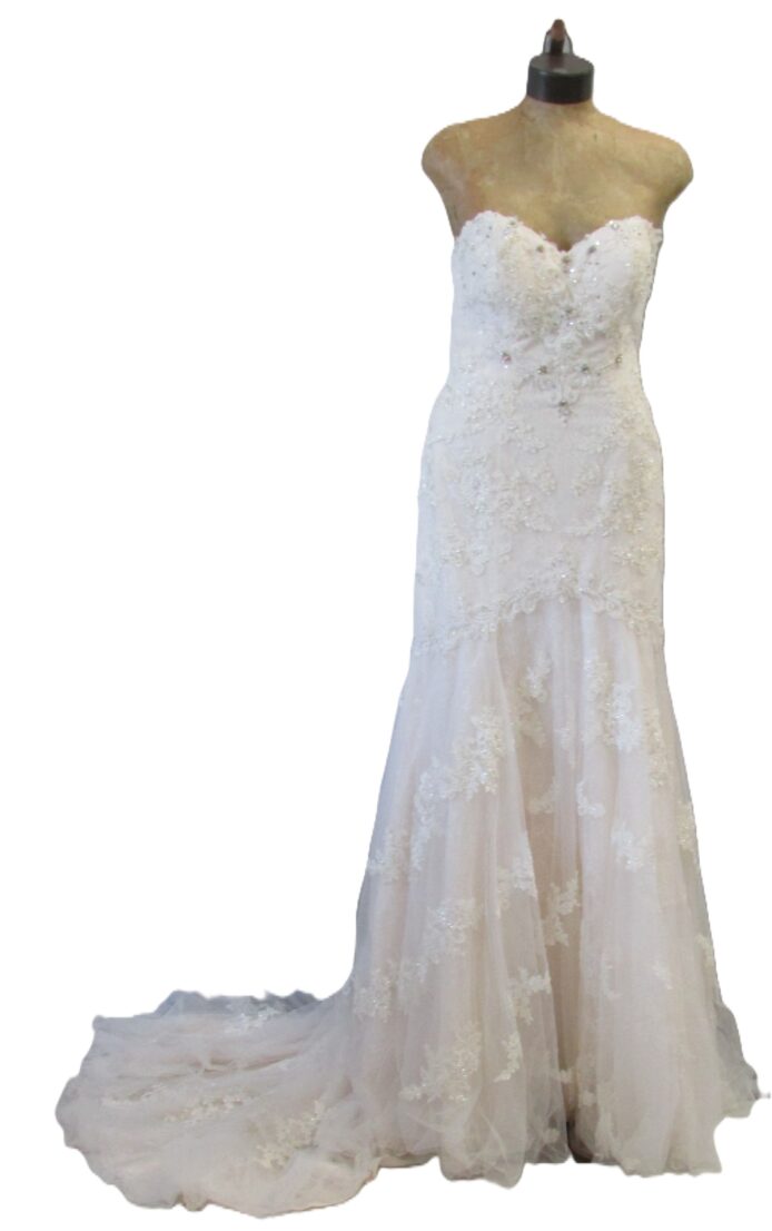 Stella York Ivory Champagne Lace Bridal Gown Size 14