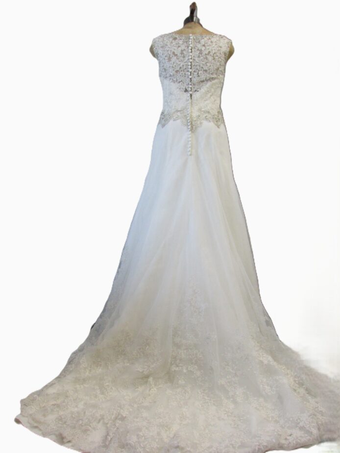 Morilee by Madeline Gardener Ivory Silver Lace Gown Size 12 - Image 2