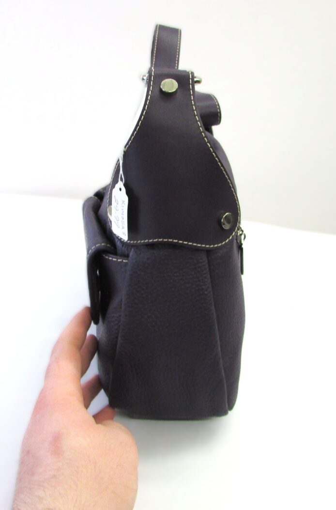 MAXX New York Pebbled Leaterh Deep Eggplant Purple Soudler Purse - Image 4
