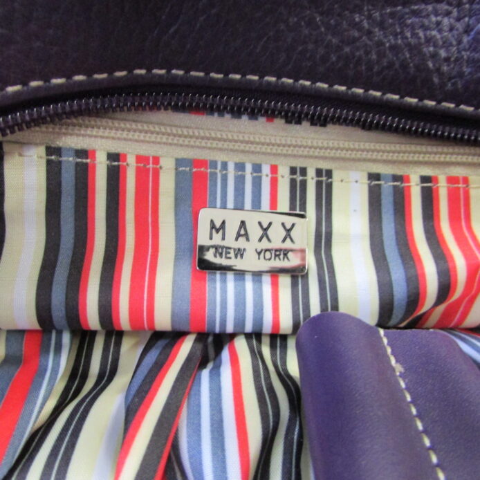 MAXX New York Pebbled Leaterh Deep Eggplant Purple Soudler Purse - Image 9