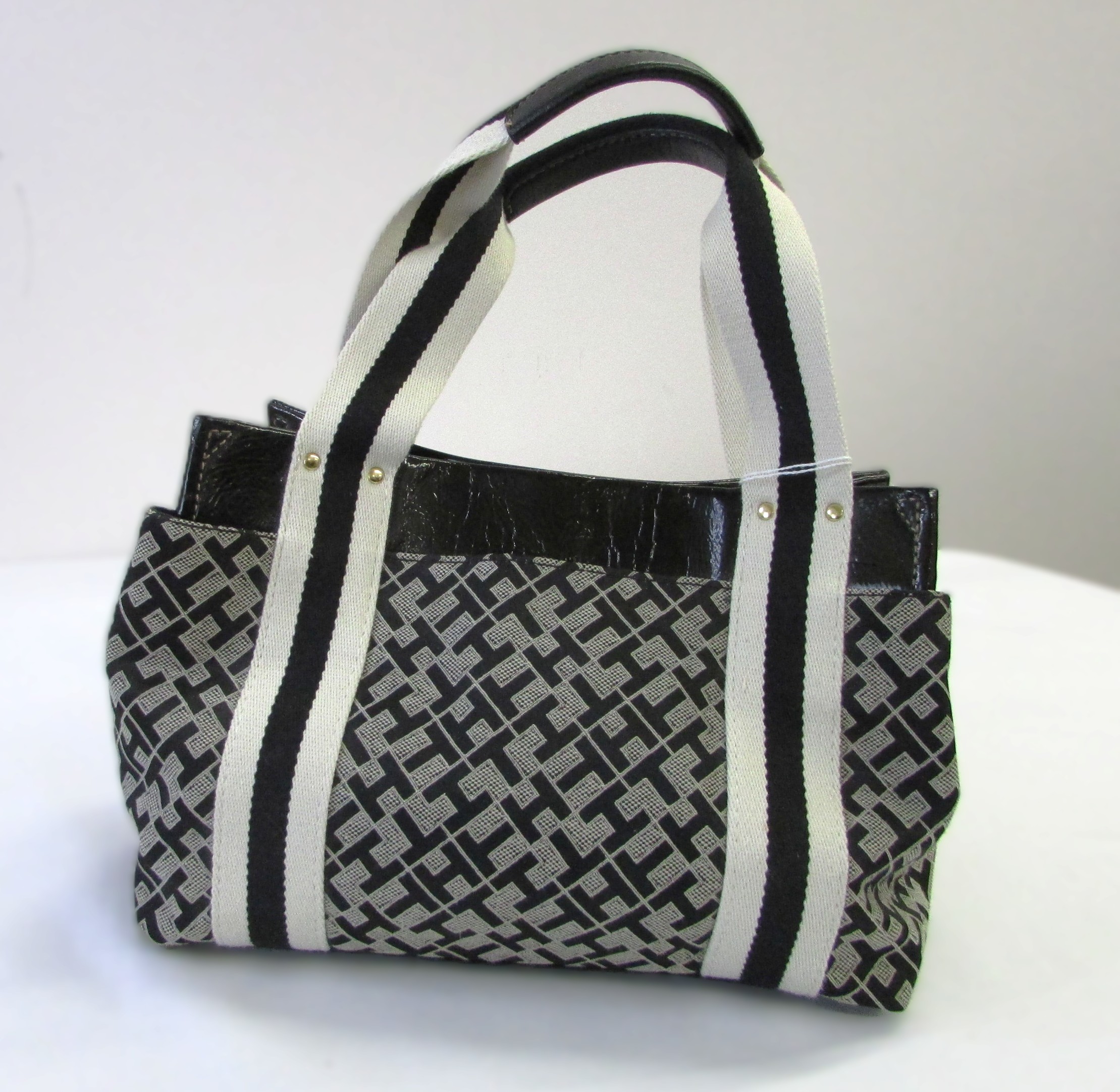 Tommy Hilfiger Black and White Tote Purse - Image 2
