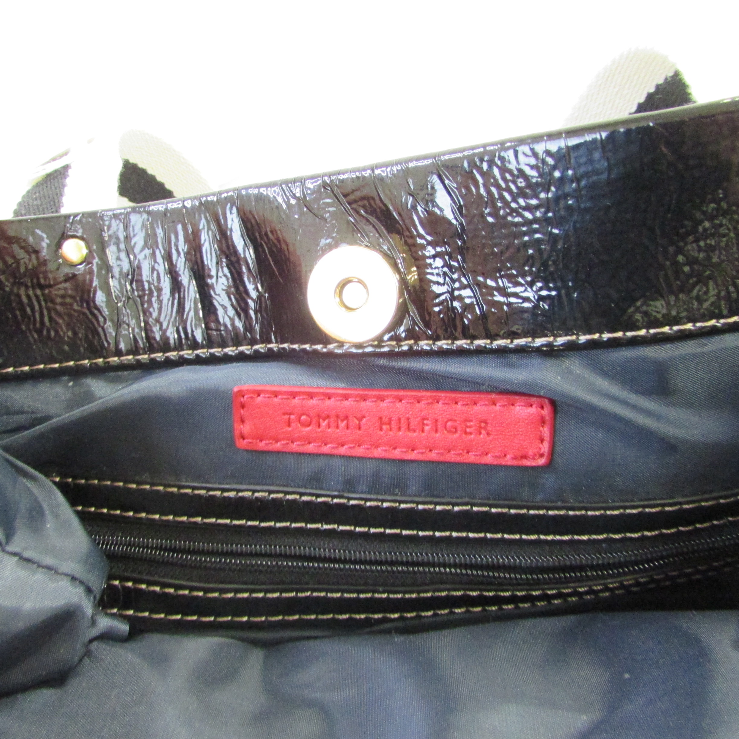Tommy Hilfiger Black and White Tote Purse - Image 6