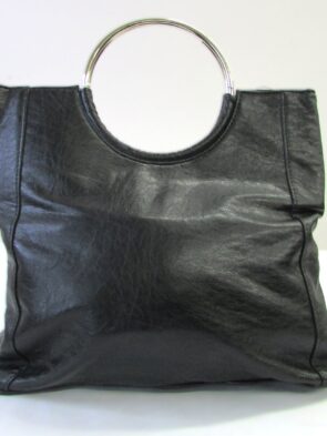 Giannini Black Tote Purse with Metal Handles