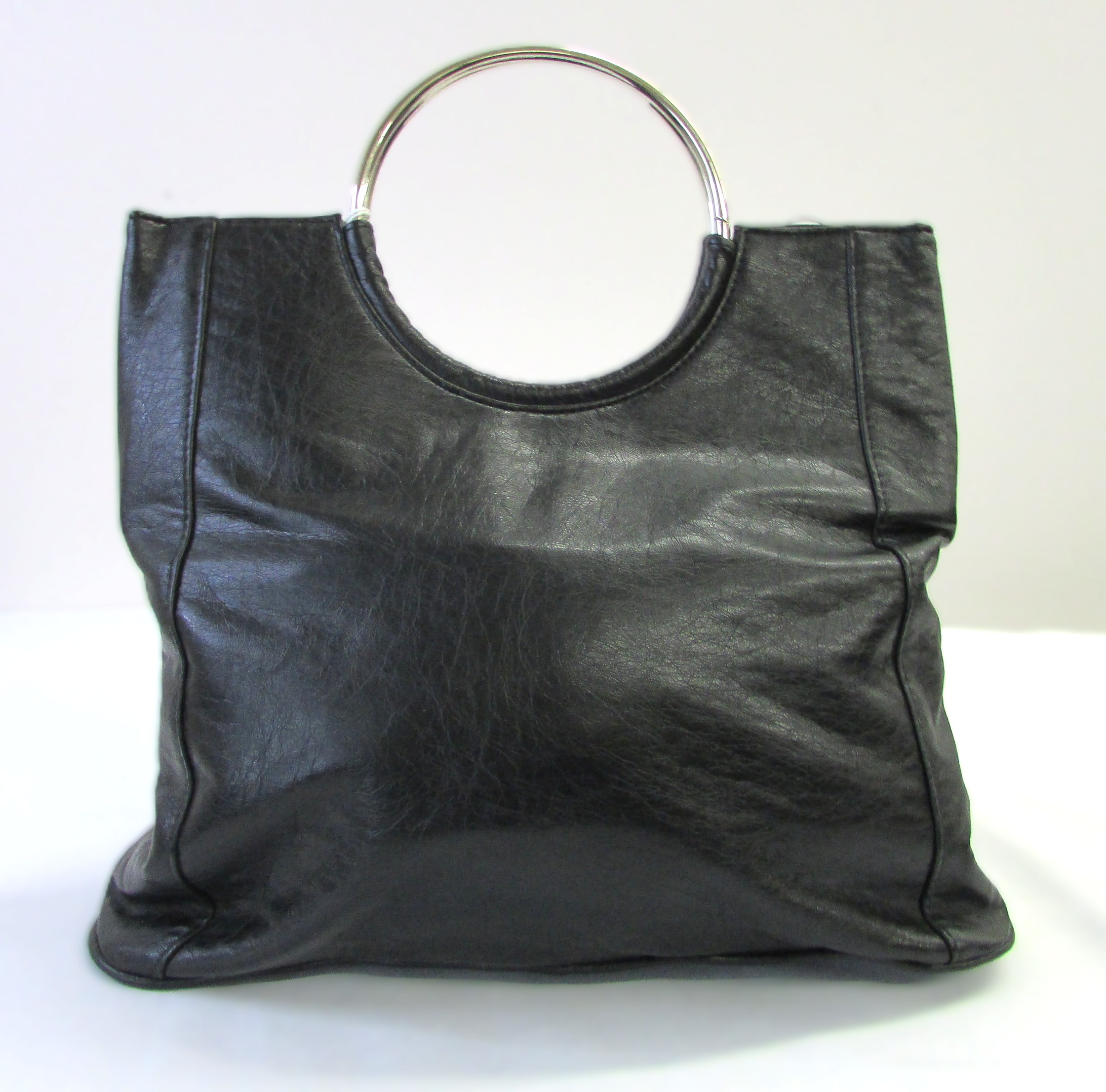 Giannini Black Tote Purse with Metal Handles