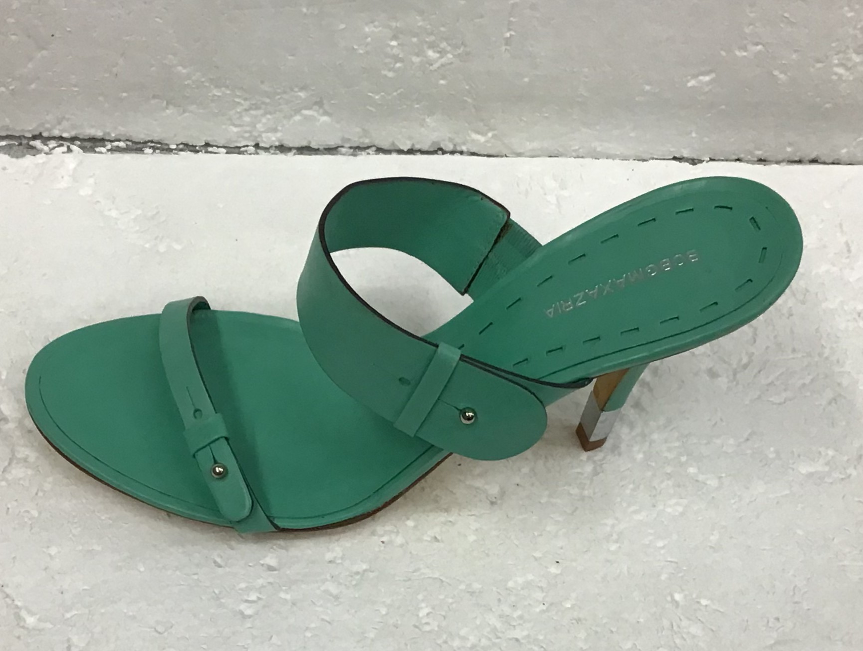 BCBGMaxazria Women Green Strappy Leather Heels Size 9.5 - Image 6