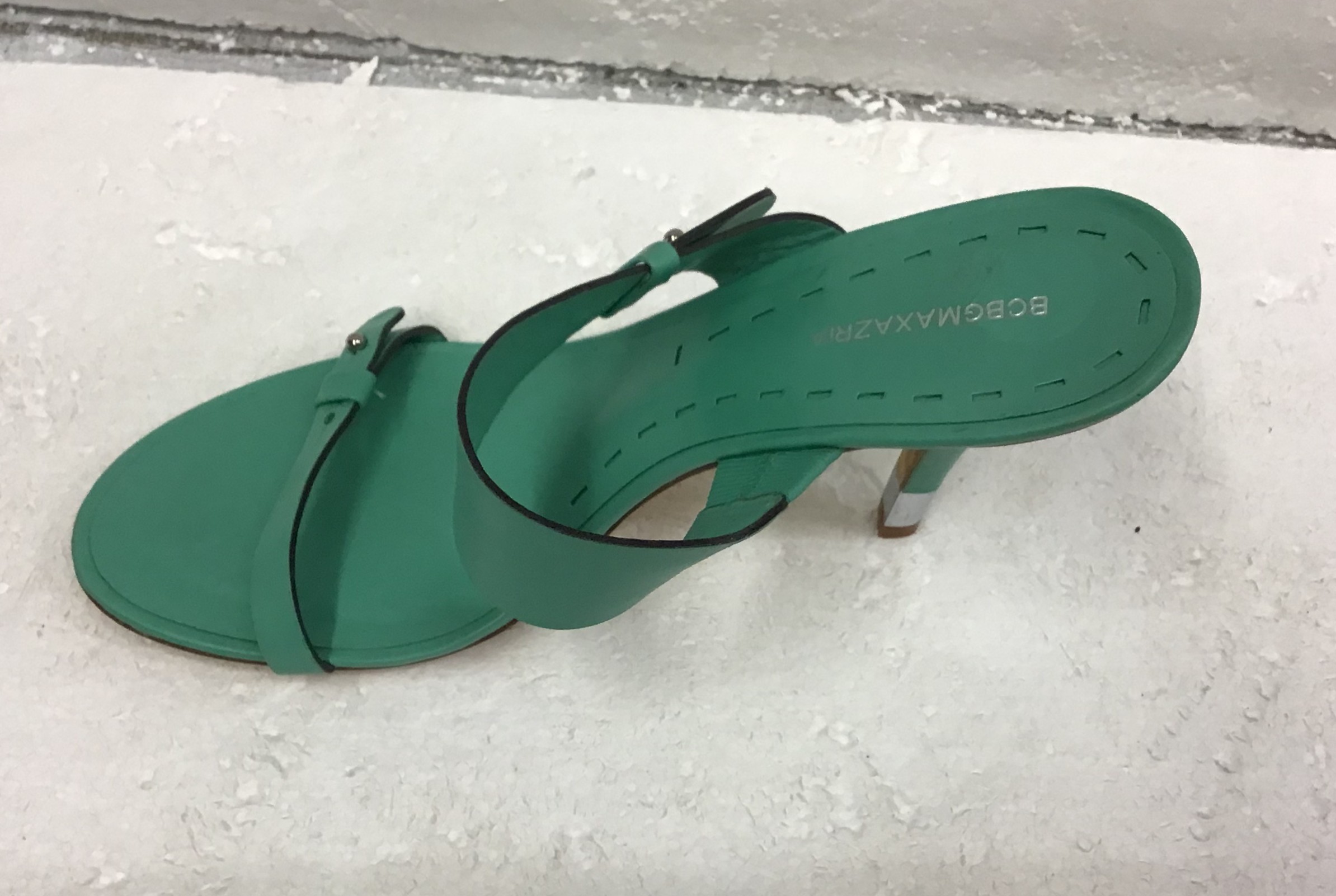 BCBGMaxazria Women Green Strappy Leather Heels Size 9.5 - Image 4