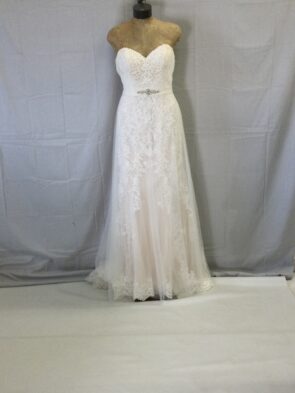 Stella York Champagne Lace Gown Size 14