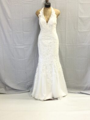Mori Lee Madeline Gardner  White Lace Gown Size 12