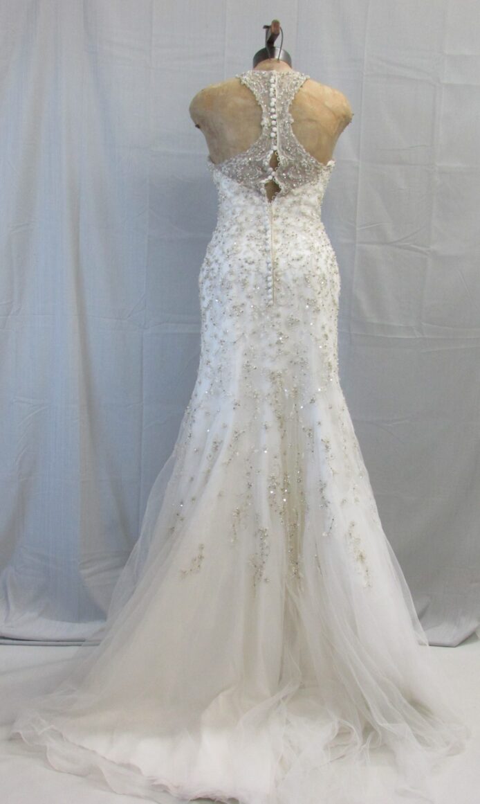 Angelina Faccenda Ivory White Gold Beaded Gown Size 8 - damaged - Image 2