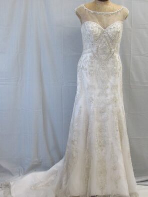 Casablanca Bridal "Lavender" Candlelight Ivory Silver Beaded Gown Size 12