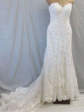 David Tutera for Mon Cheri Ivory Lace Bridal Gown Size 12