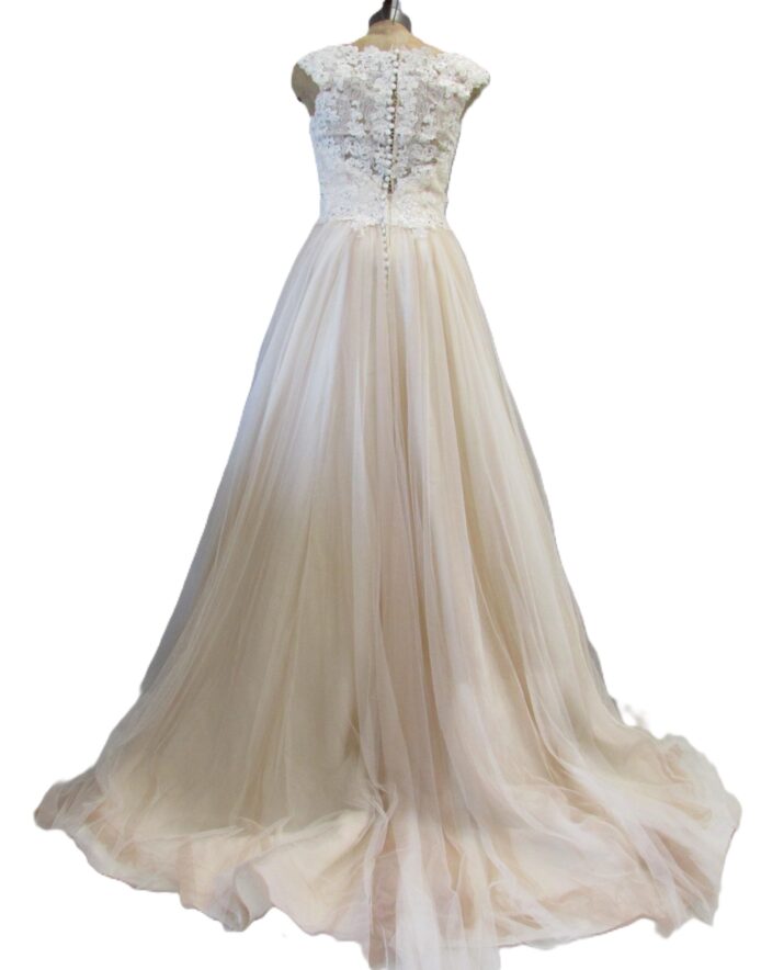 Morilee by Madeline Gardener Ivory Nude Lace Gown Size 10 - Image 2